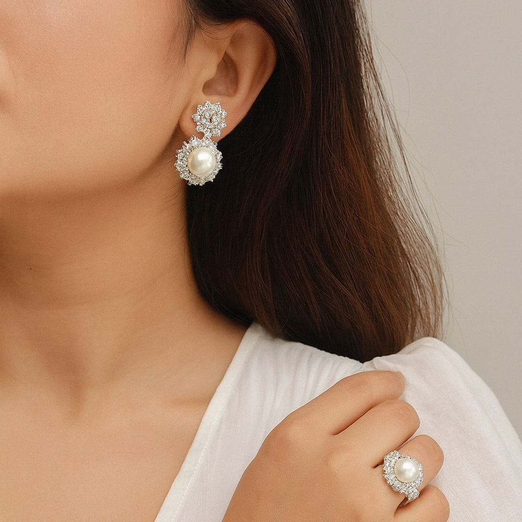 Elegant Pearl & Crystal Earrings - Timeless Luxury Jewelry