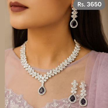 Teardrop CZ Necklace Set – Rs. 3650