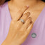 Gold Halo Round-Cut Crystal Ring with Pave Band