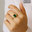 Gold Chain-Link Ring with Green Emerald Crystal