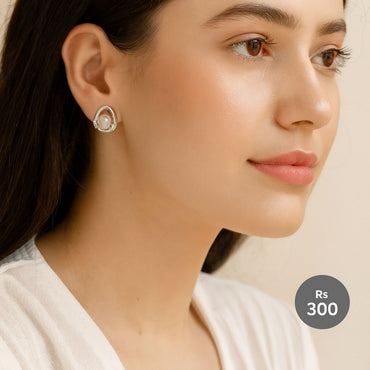 Pearl & Crystal Studs – Rs. 300