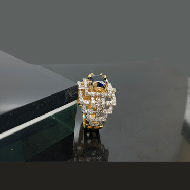 Exquisite Geometric Diamond Ring with Radiant Center Stone