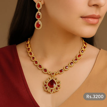 Crimson Royalty Golden Red Set – Rs. 3250