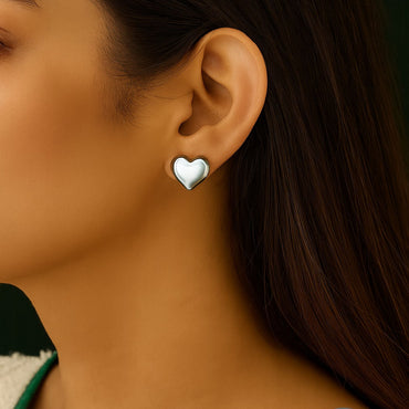 Minimalist Heart Stud Earrings – Gold & Silver Plated | Trendy & Elegant Jewelry