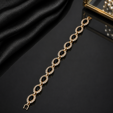 Elegant Black Oval Crystal Bracelet