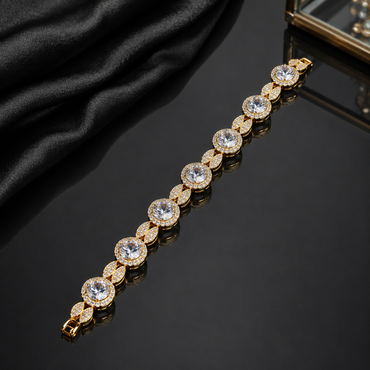 Elegant Round Crystal Link Bracelet