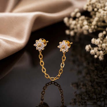 Crystal Flower Chain Ear Piercing