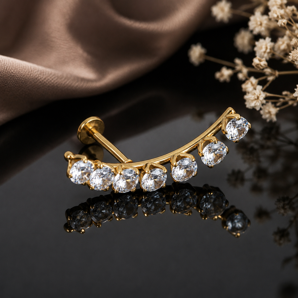 Crystal Curve Ear Piercing