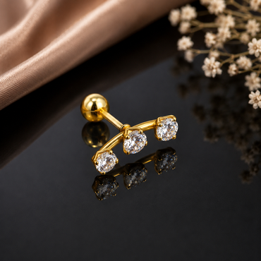 3-Stone Crystal Ear Piercing