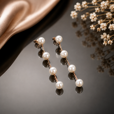 Elegant Pearl Chain Drop Earrings