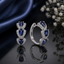Blue Stone Triple Hoop Earrings
