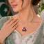 Ruby Crystal Floral Pendant Set