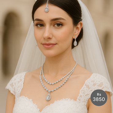 Bridal Teardrop AD Necklace Set – Rs. 3,850