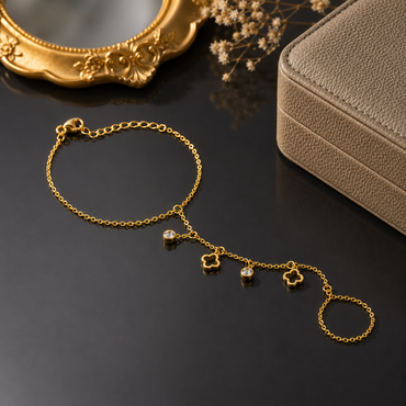 Delicate Floral Hand Chain Bracelet