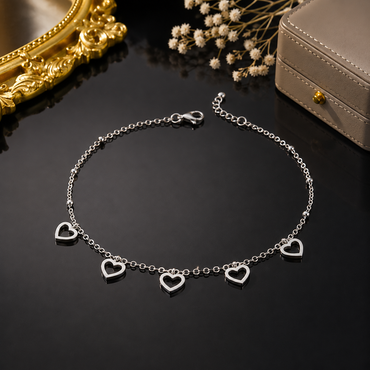 Elegant Heart Charm Anklet
