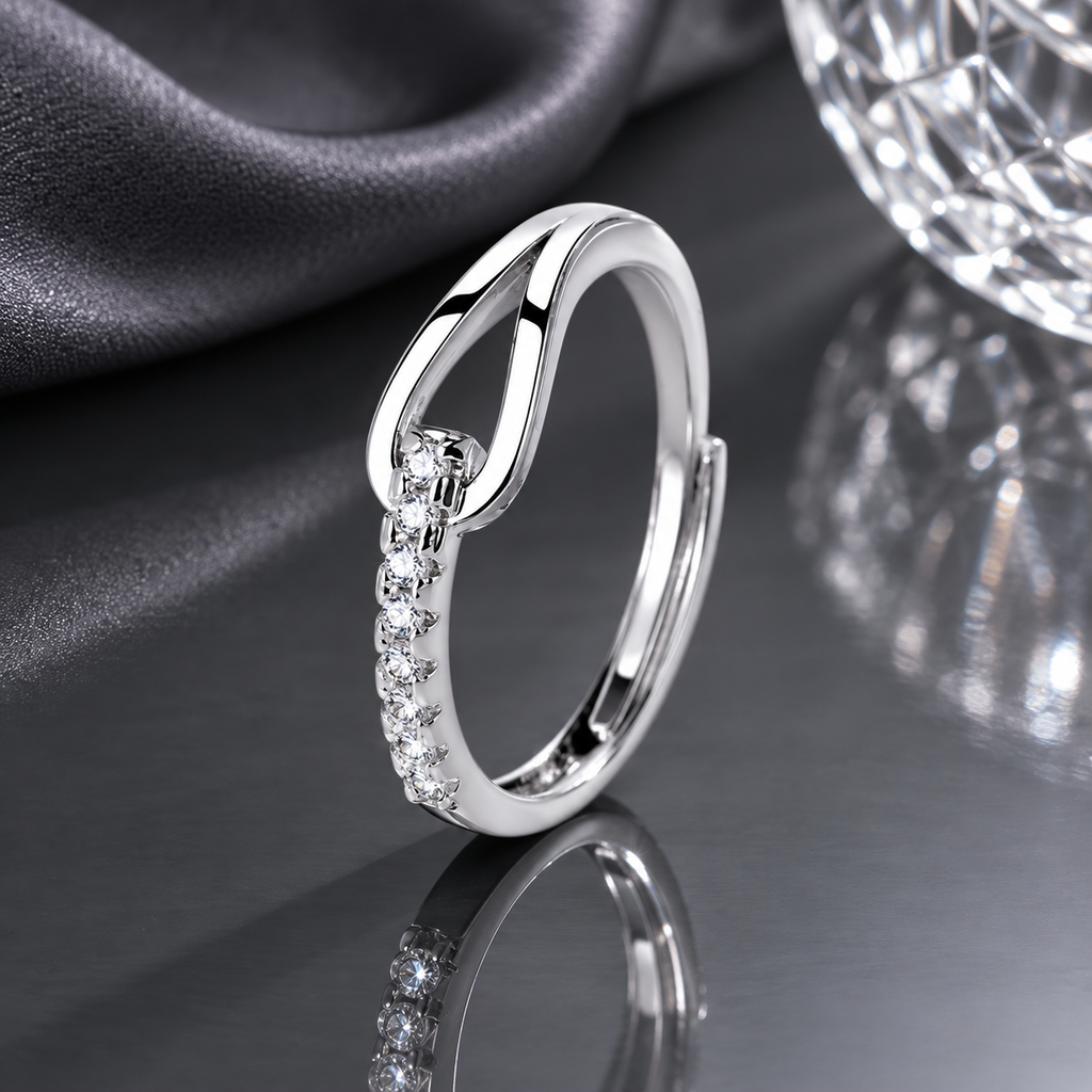 Elegant Silver-Tone CZ Ring