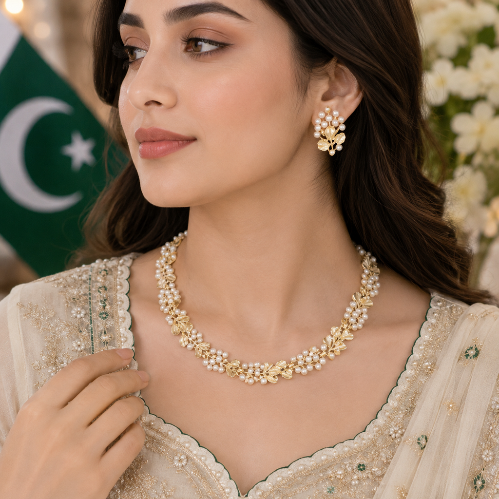 Floral Pearl Necklace Set