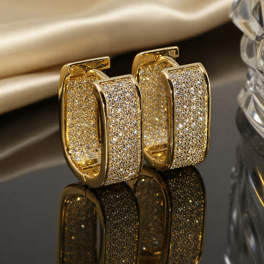 Luxury AD Gold Hoop Earrings