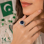 Royal Blue AD Cushion Cut Ring