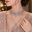 Pink American Diamond bridal necklace set with statement choker, long pendant necklace and matching earrings