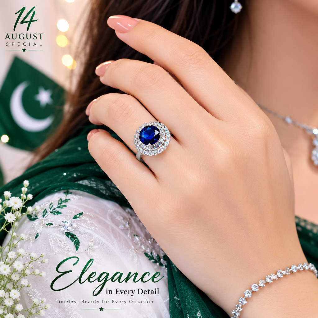 Royal Blue AD Halo Ring