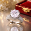 Silver-tone solitaire crystal statement ring with sparkling detailed band