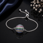 Crystal stripe ball adjustable bracelet with colorful stone detailing and delicate chain
