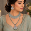 Emerald green American Diamond bridal necklace set with statement choker, long pendant necklace and matching earrings