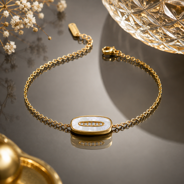 Gold Oval Crystal Bracelet – Rs. 650
