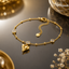 Elegant gold heart charm anklet with crystal accents for women