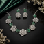Emerald green floral necklace and matching rose earrings jewelry set