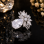 Elegant floral teardrop statement ring with sparkling stone detailing