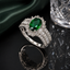 Emerald green American Diamond statement ring with sparkling silver-tone stone detailing