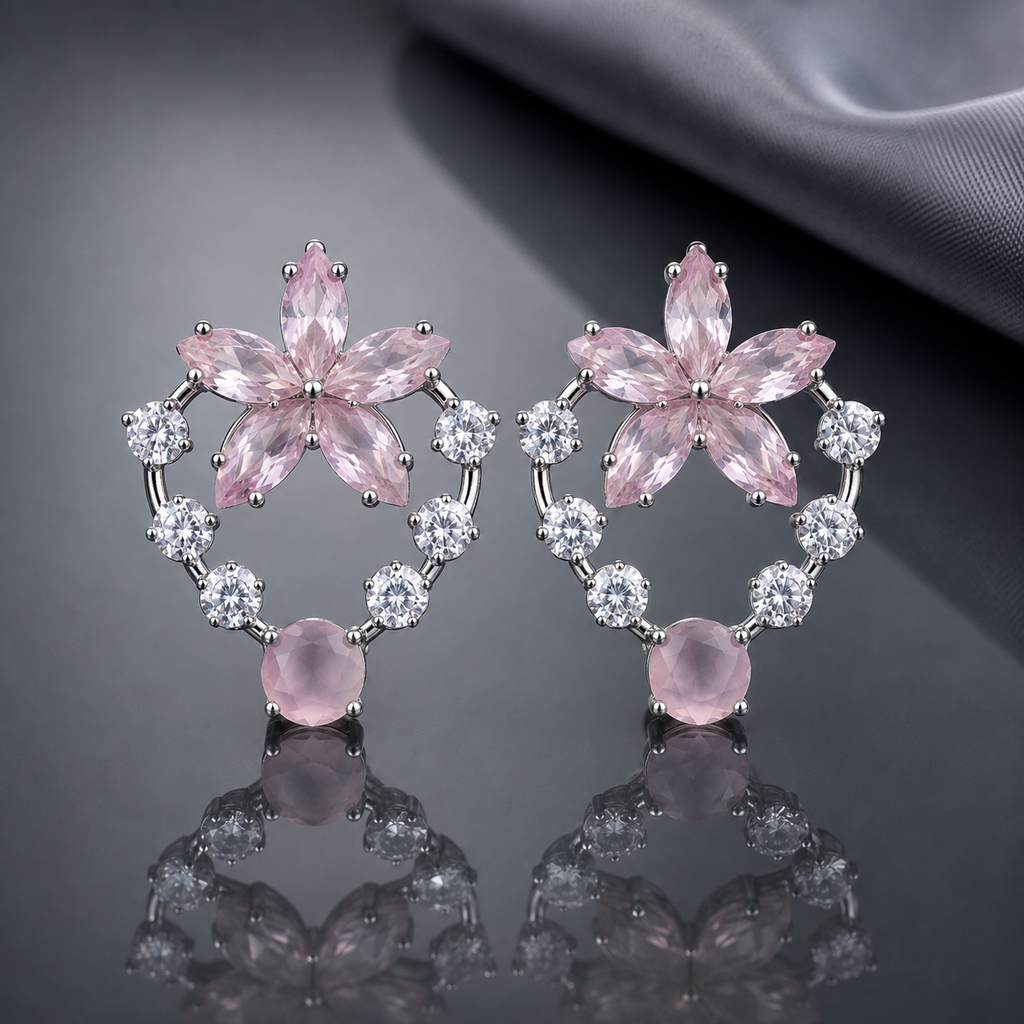 Luxury Floral Halo Zircon Stud Earrings