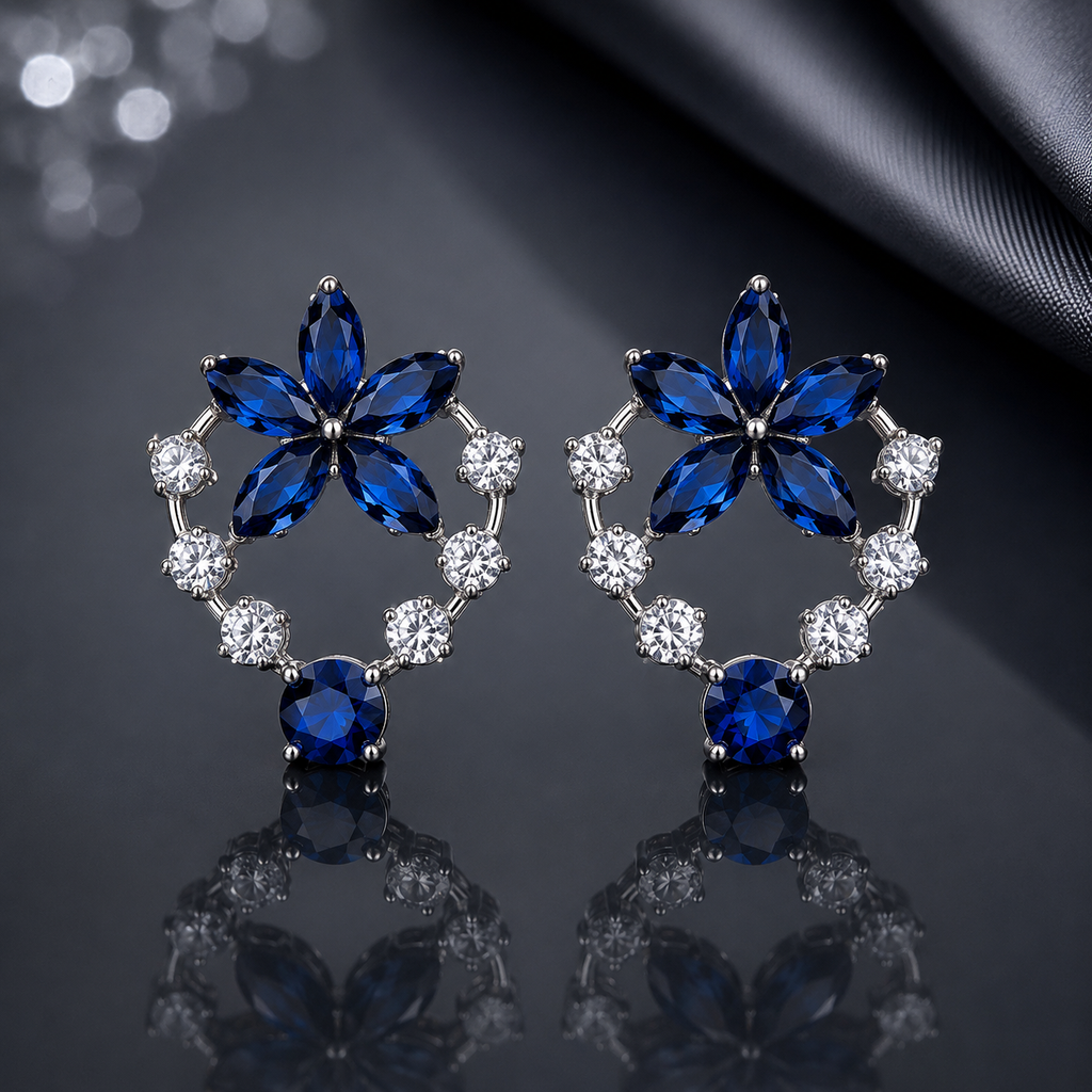 Luxury Floral Halo Zircon Stud Earrings