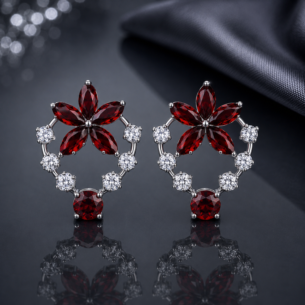 Luxury Floral Halo Zircon Stud Earrings