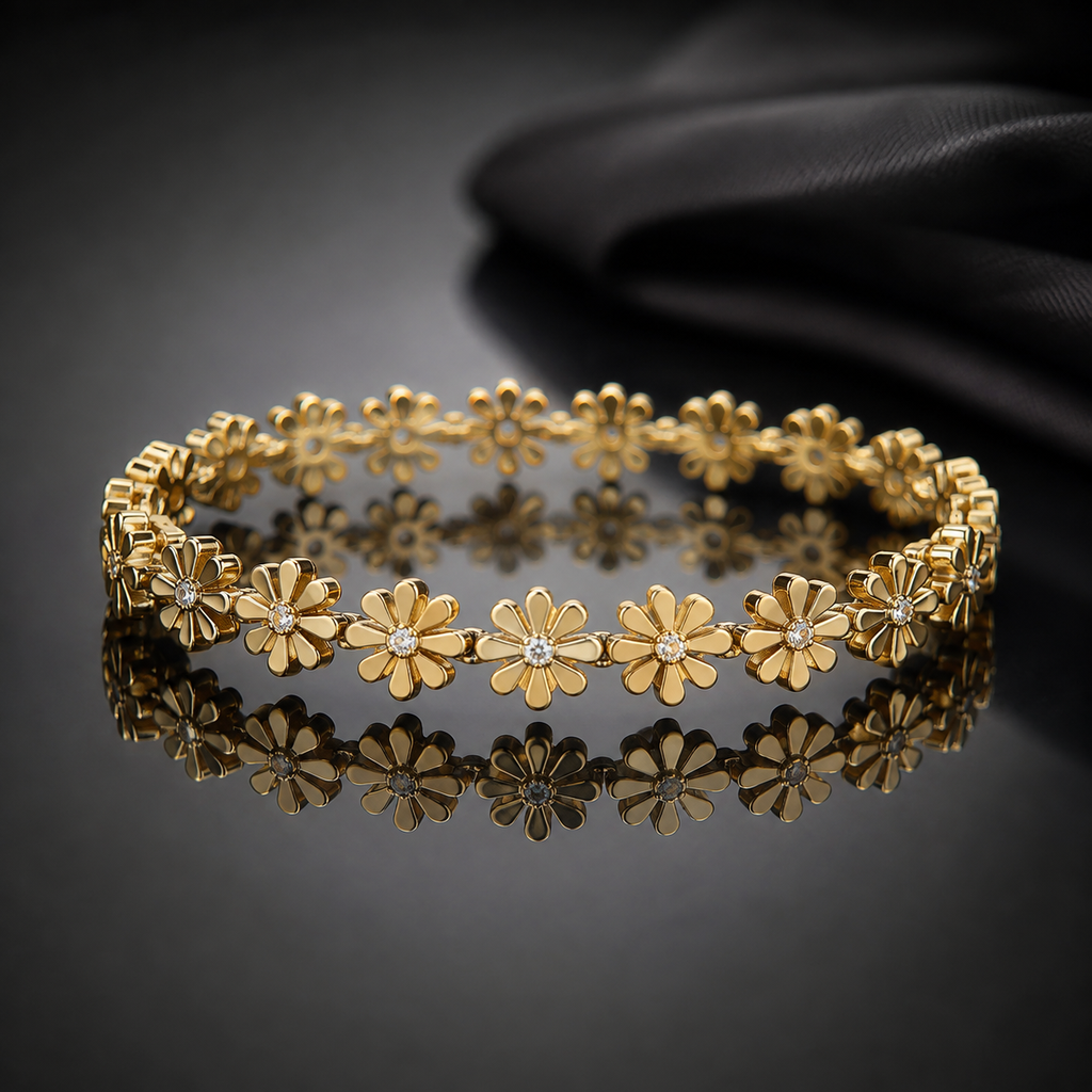 Golden Daisy Floral Bracelet