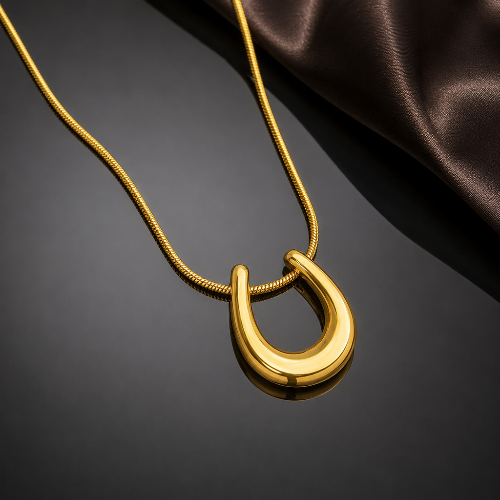Gold Horseshoe Pendant Necklace