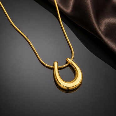 Gold Horseshoe Pendant Necklace