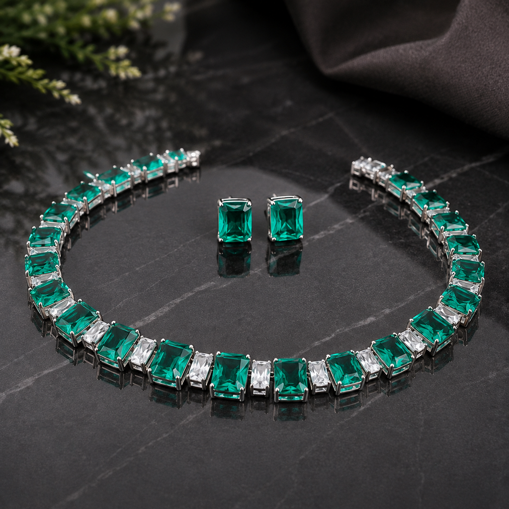 Emerald Crystal Necklace Set