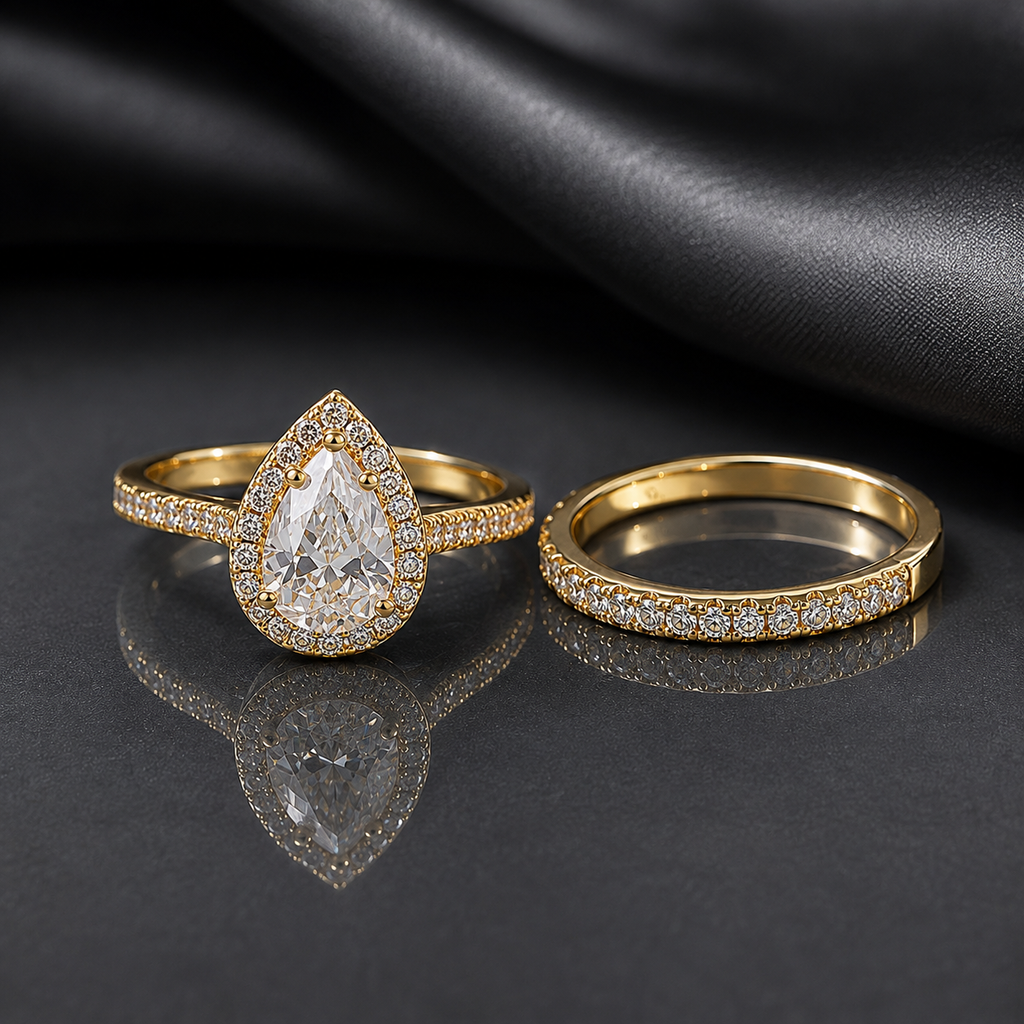 Pear Cut Ring Set