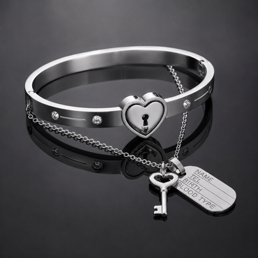 Lock Handcuff Bracelet with Key Locket Chain Set
