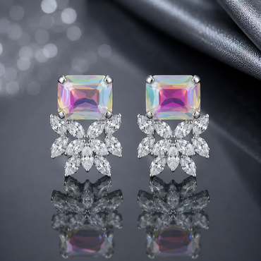 Aurora Crystal Floral Stud Earrings
