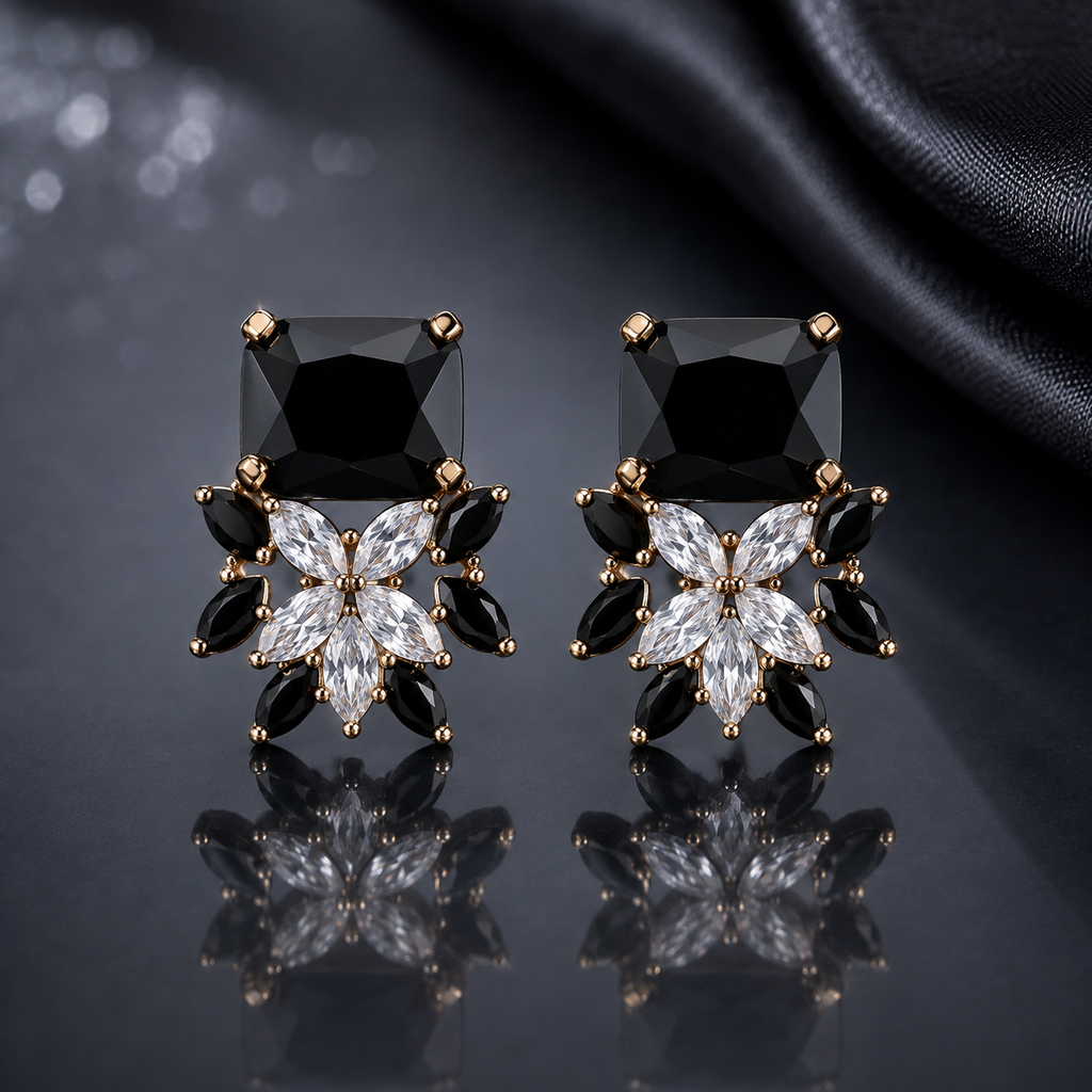 Aurora Crystal Floral Stud Earrings