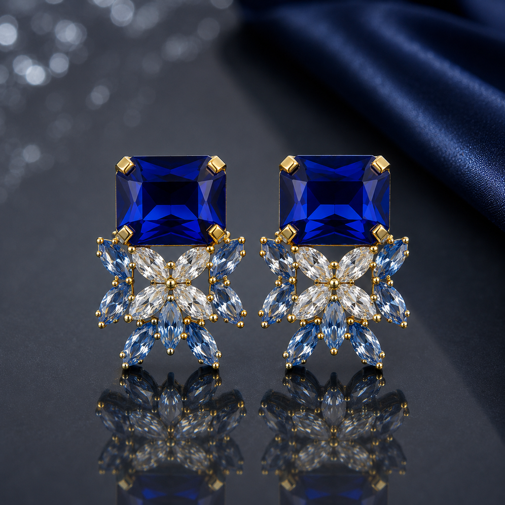 Aurora Crystal Floral Stud Earrings