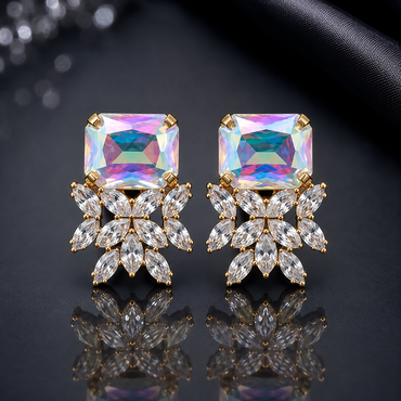 Aurora Crystal Floral Stud Earrings