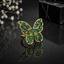 Elegant Gold Green Butterfly Statement Ring