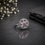 Elegant silver pink floral CZ ring with marquise-cut pink stones, sparkling CZ border and flower-inspired design