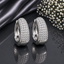Elegant silver CZ hoop statement earrings with sparkling clear stones and polished silver-tone finish