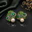 Elegant gold-tone crystal pearl statement earrings with intricate floral detailing and pearl drops